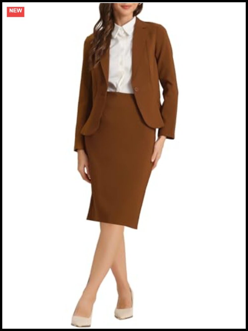 Women 2 Piece Skirt Suit Set Slim Fit Blazer Pencil Skirt Business Casual